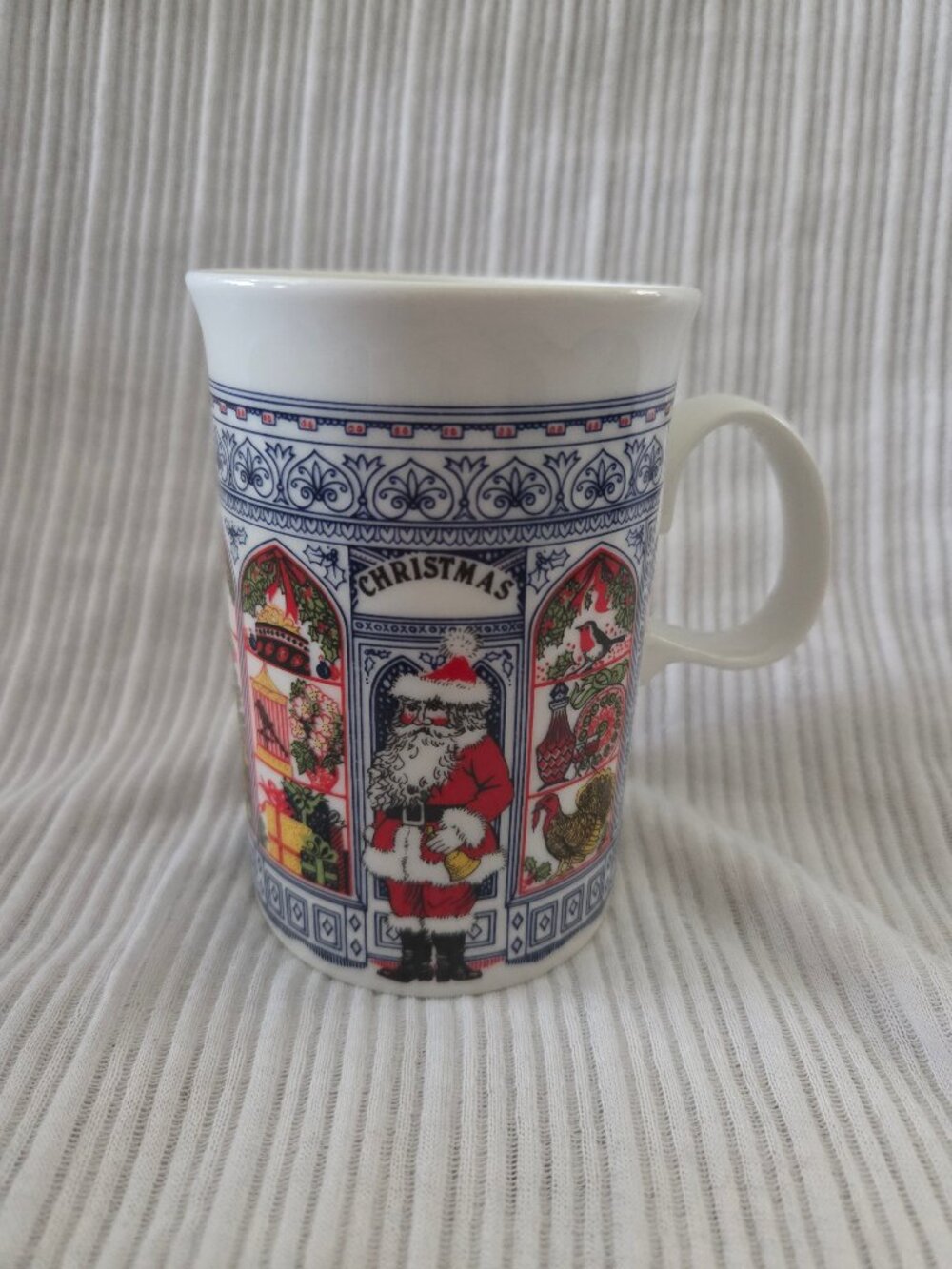 Vintage Dunoon Christmas Mug Santa Storefront Sue Scullard Scotland 90s